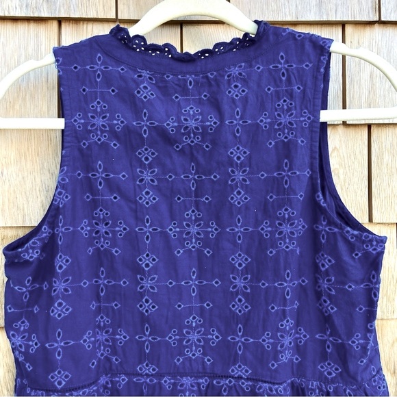 HATLEY Embroidered Royal Blue Cotton Sleeveless Dress - Picture 5 of 9